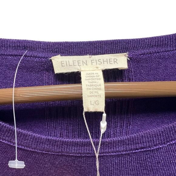 NWT Eileen Fisher Ultraviolet Lightweight Cozy Tencel Stretch Sweater Size Large - Picture 5 of 11